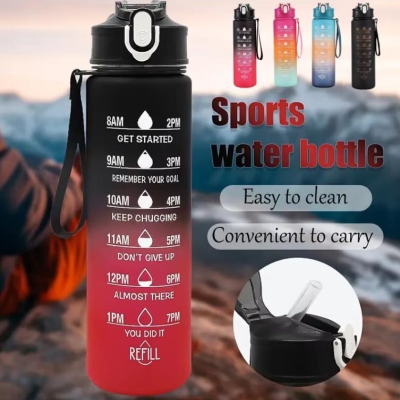 750mlスポーツウォーターボトル、時間トラッキングストロー - Outdoor Adventure Sports のレビューと価格